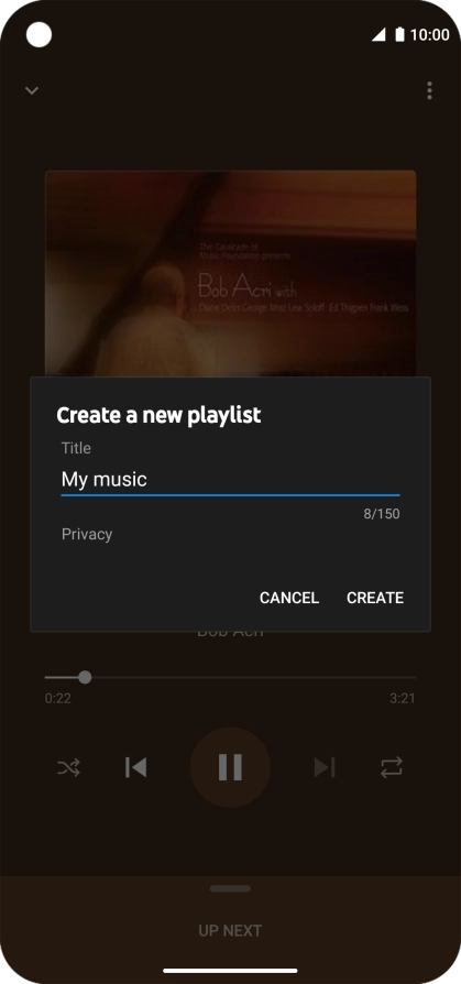 Key in a name for the playlist and press CREATE.