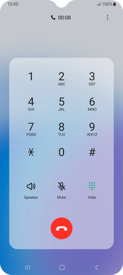 Press the end call icon.
