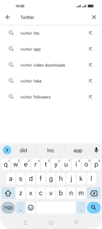 Key in Twitter and press the search icon.