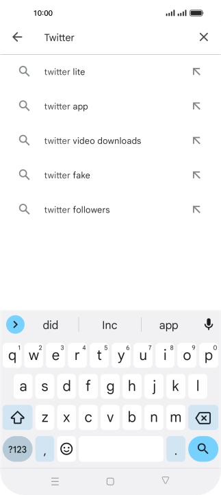 Key in Twitter and press the search icon.