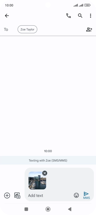 Press the text input field and write the text for your picture message.
