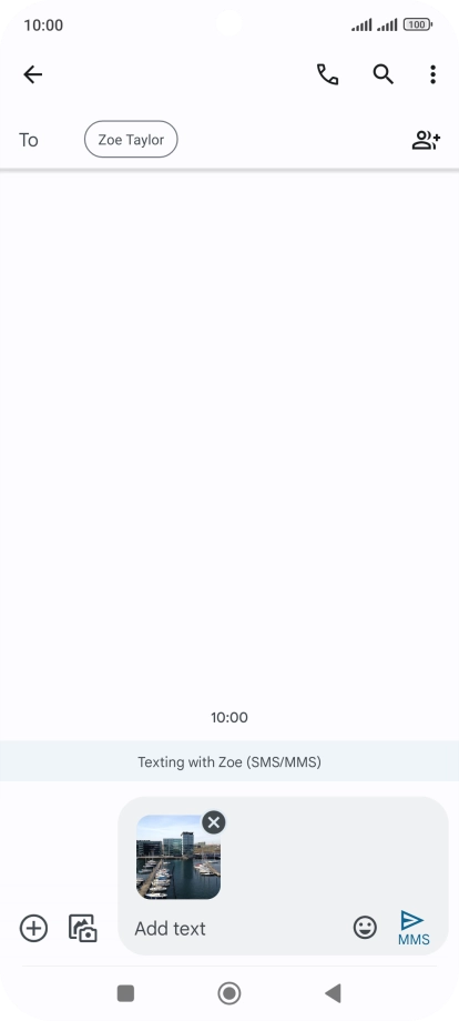 Press the text input field and write the text for your picture message.