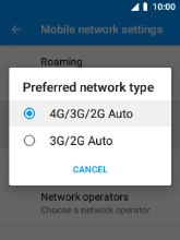 Select the required network mode.