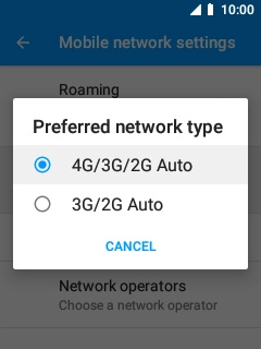 Select the required network mode.