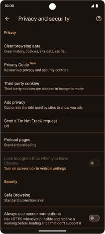 Press Clear browsing data.