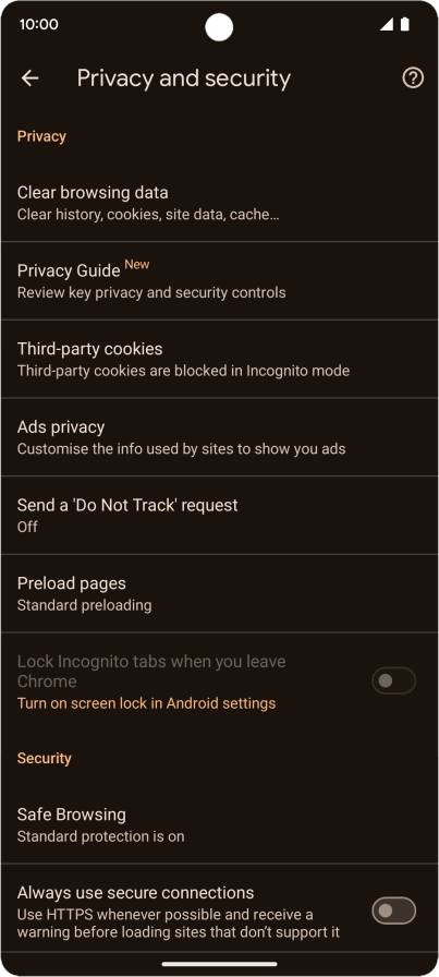 Press Clear browsing data.
