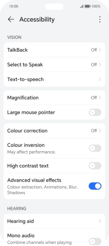 Press the required setting below 