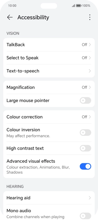 Press the required setting below 