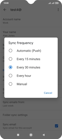 Press the required setting.