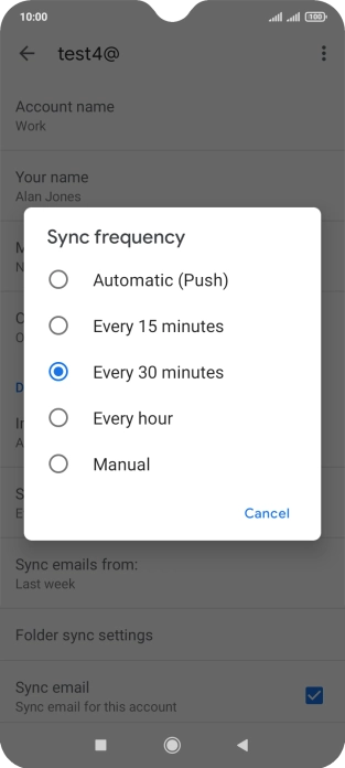 Press the required setting.