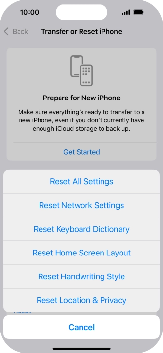 Press Reset All Settings.