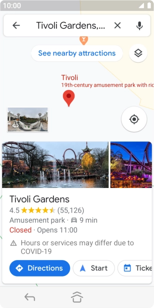 Press the destination at the bottom of the screen.