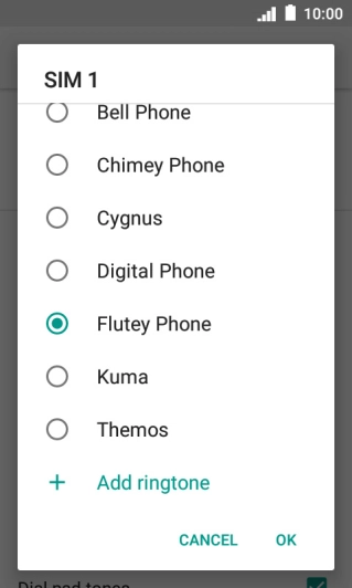Press Add ringtone and go to the required folder.