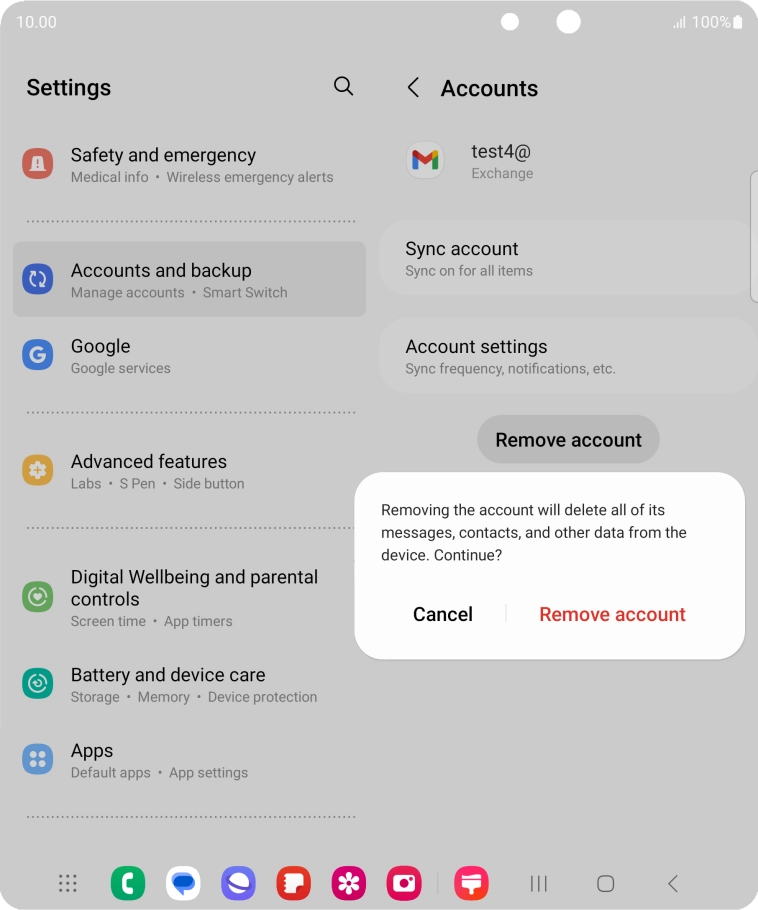 Press Remove account.