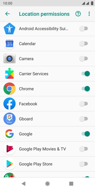 Press the indicator next to the required app to turn the function on or off.