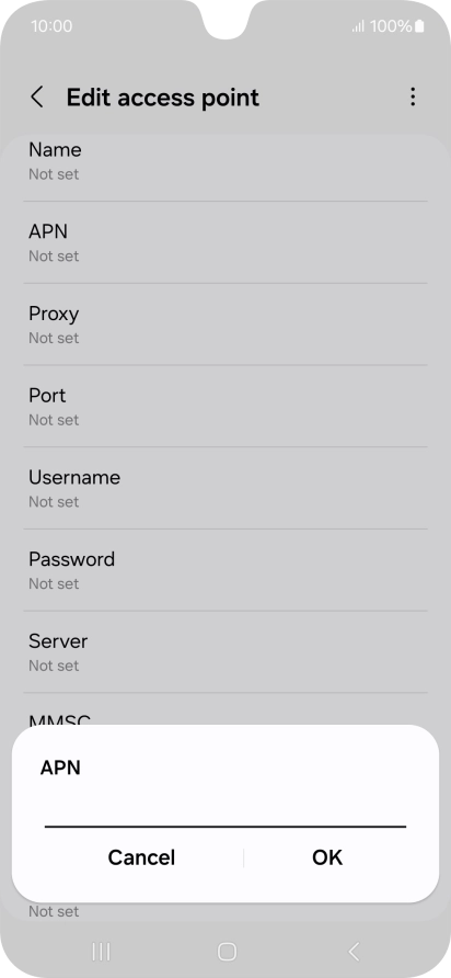 Key in wap.vodafone.co.uk and press OK.