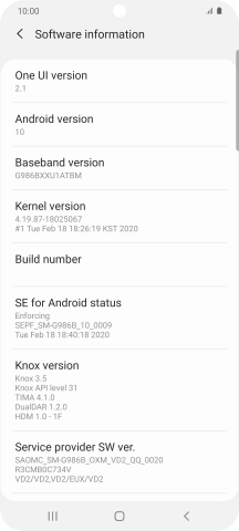 Your phone's software version is displayed below Android version.