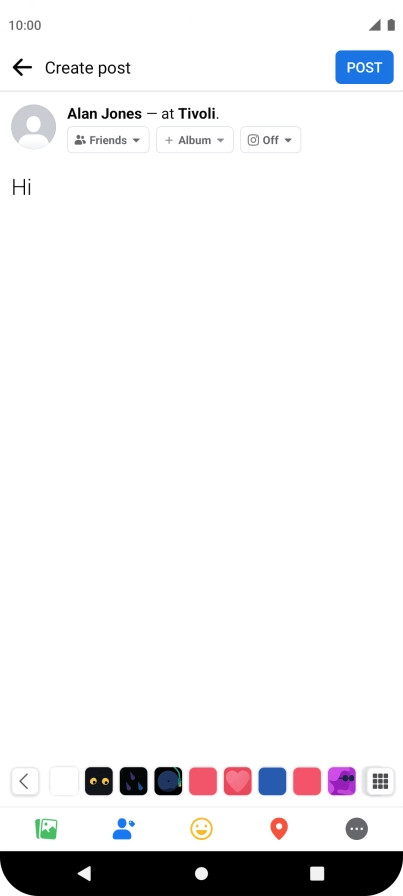Write the required text and press POST.
