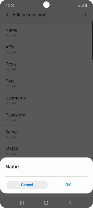 Key in Vodafone Internet and press OK.