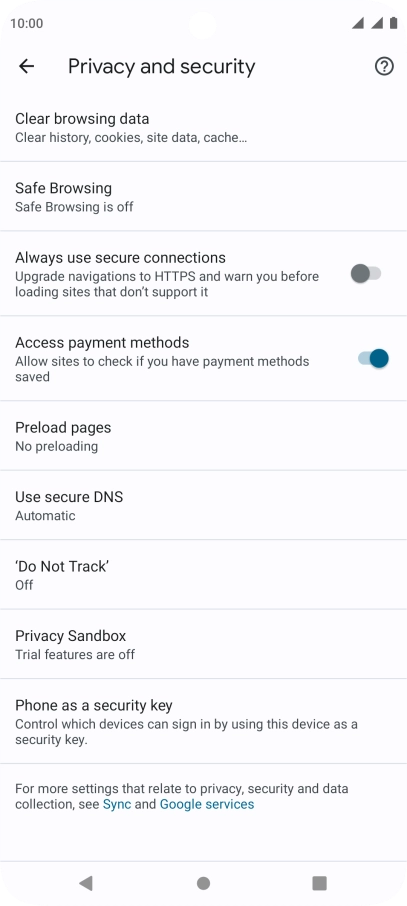 Press Clear browsing data.