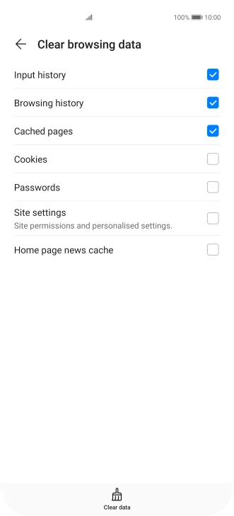 Press the fields next to the required data types.