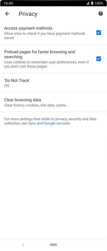 Press Clear browsing data.
