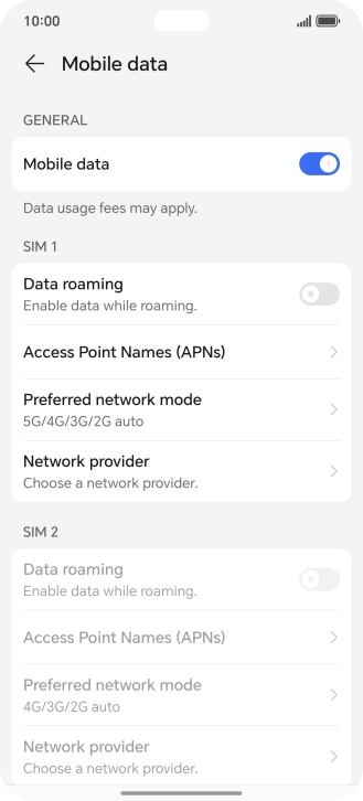 Press Access Point Names (APNs).