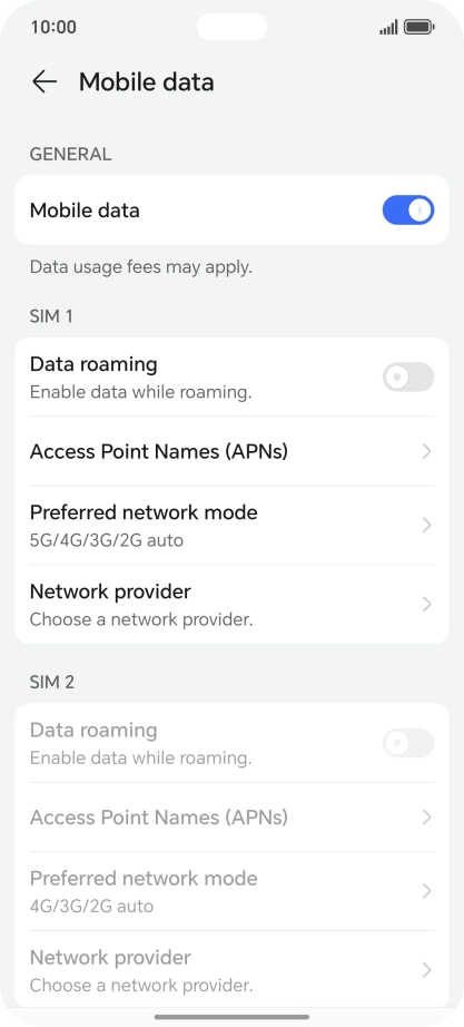 Press Access Point Names (APNs).