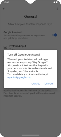 If you turn off the function, press TURN OFF.