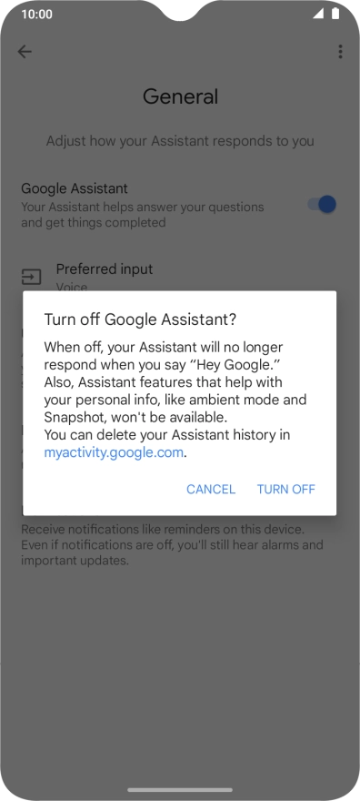 If you turn off the function, press TURN OFF.