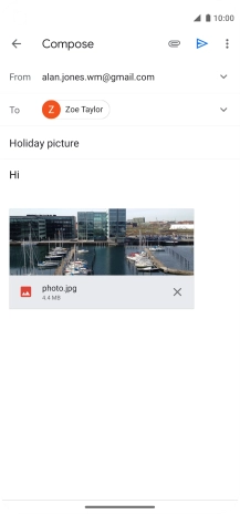 Press the send icon when you've finished your email message.