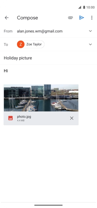 Press the send icon when you've finished your email message.