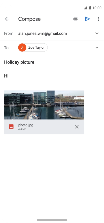 Press the send icon when you've finished your email message.