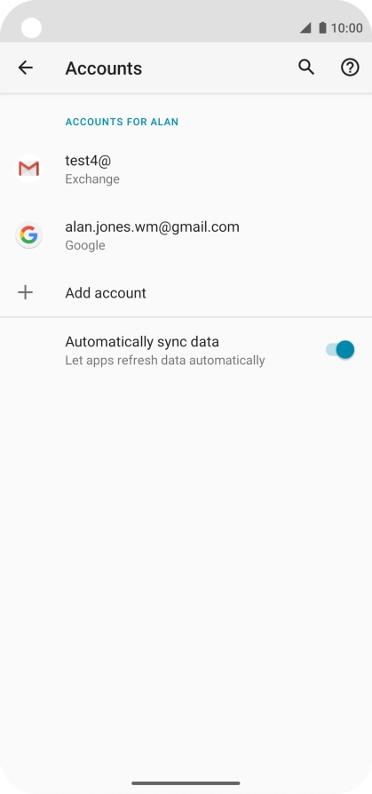 Press the required account.