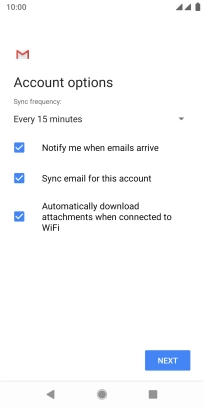 If this screen is displayed, you email account has been recognised and set up automatically. Follow the instructions on the screen to key in more information and finish setting up your phone.