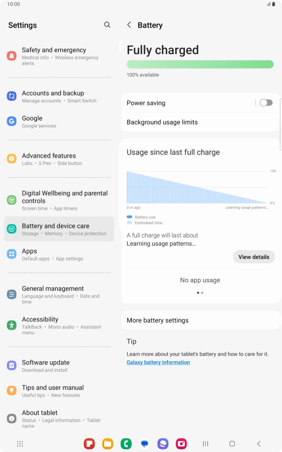 Press More battery settings.