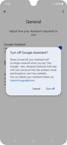 If you turn off the function, press Turn off.