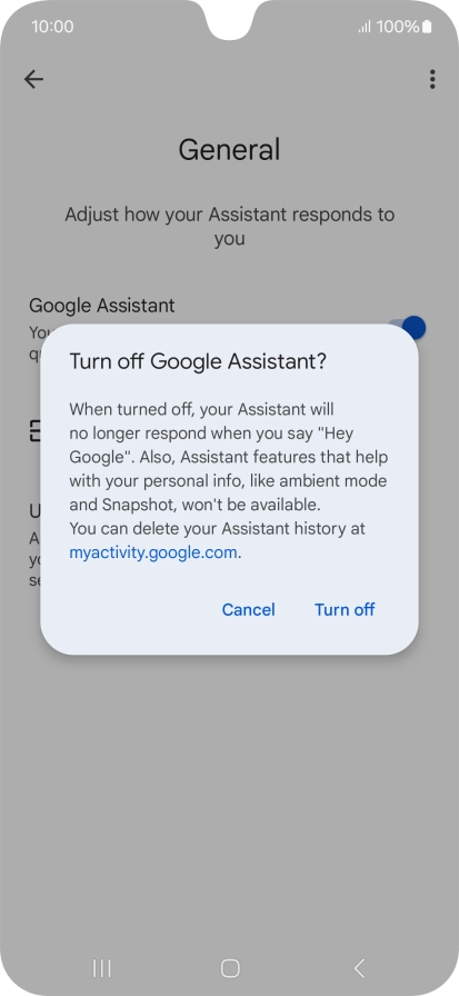 If you turn off the function, press Turn off.
