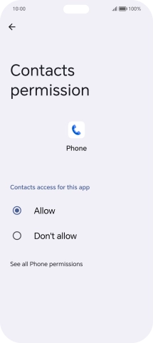 Press the required setting.