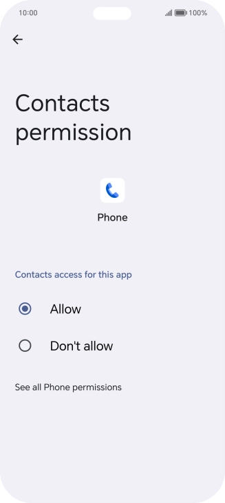 Press the required setting.
