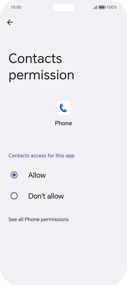 Press the required setting.
