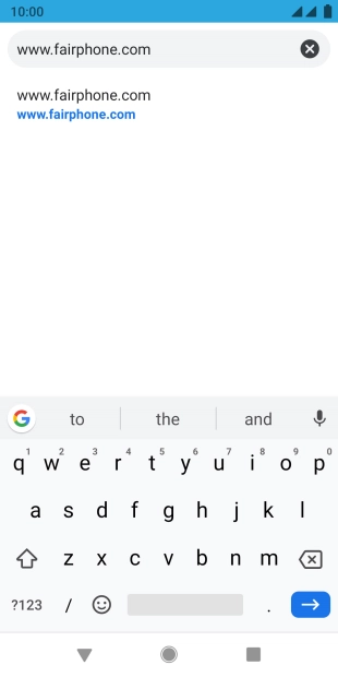 Key in the address of the required web page and press arrow right.
