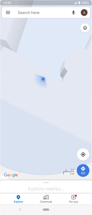 Press the search field and key in the required destination.