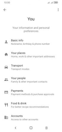 Press Basic info and follow the instructions on the screen to select phone owner settings.