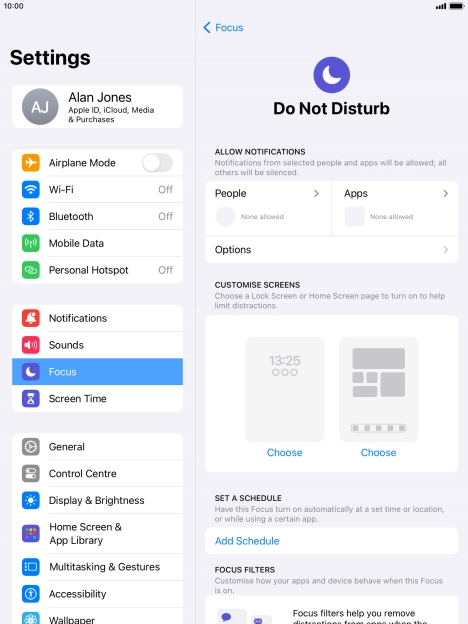 Press People and follow the instructions on the screen to select which contacts you would like to receive calls and notifications from when Do Not Disturb is turned on.