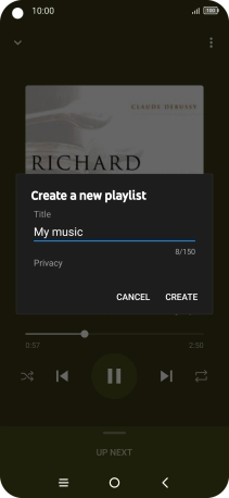 Key in a name for the playlist and press CREATE.