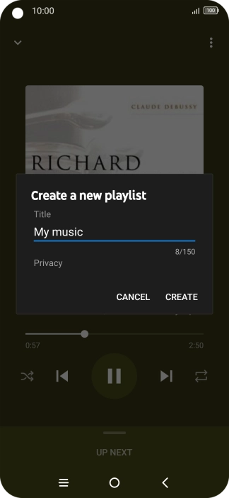 Key in a name for the playlist and press CREATE.