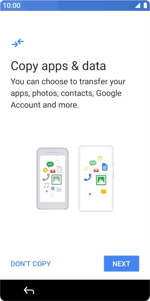 You can transfer the contents of another phone to your phone when it's activated for the first time and after a factory reset. When this screen is displayed, your phone is ready to transfer contents from another phone.