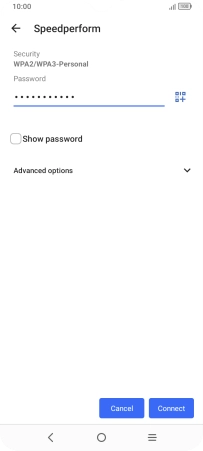 Key in the password for the Wi-Fi network and press Connect.