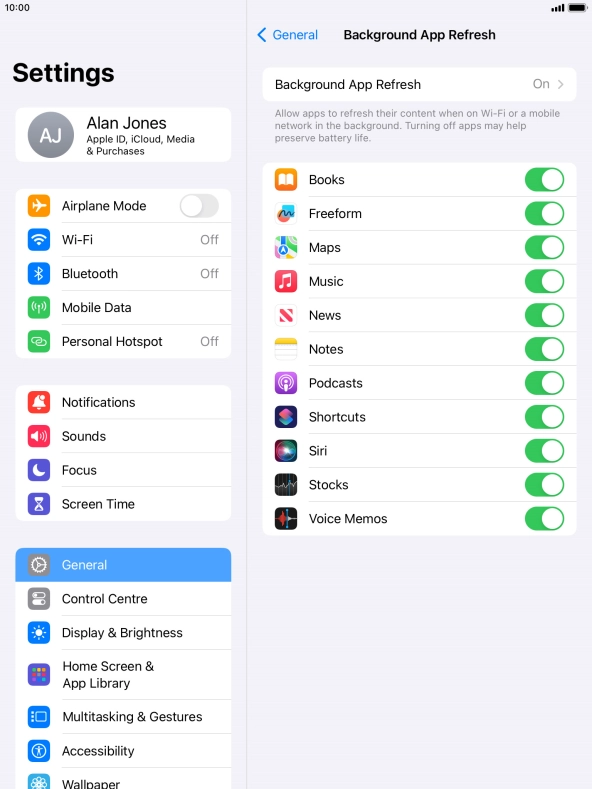 Press Background App Refresh.
